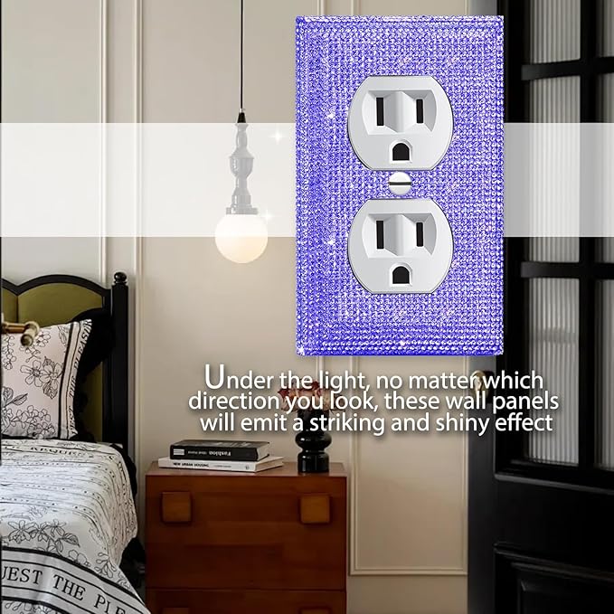 Shiny Purple Rhinestones Outlet Light Switch Plate Decorative Outlet Covers Rhinestone Outlet Cover Wall Plates Light Switch Cover Plate