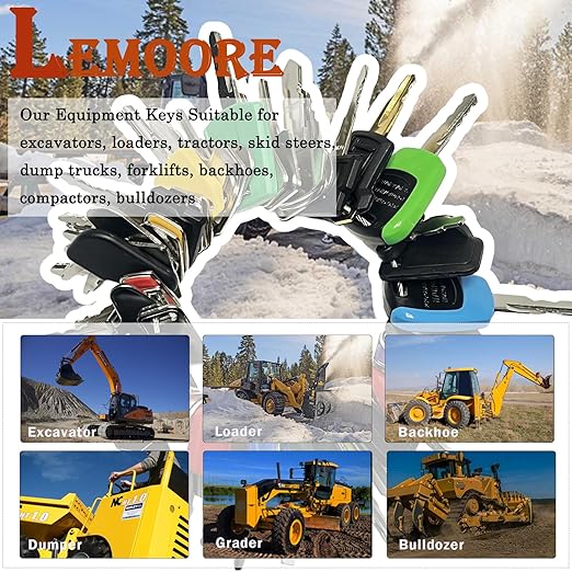 50 Heavy Equipment Keys Master Set, Construction Ignition Key for Cat Caterpillar Case JD John Deere Hyster Komatsu Kubota Yanmar Daewoo Takeuchi Ford New Holland Volvo JCB and More