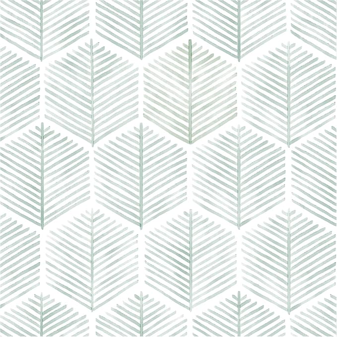 Modern Peel and Stick Wallpaper 17.3''×787'' Geometric Wallpaper Boho Contact Paper Green and White Self-Adhesive Wall Paper Removable Decorative Wallpapers for Bedroom Bathroom Cabinets Decor Vinyl