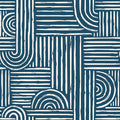 Livelynine Blue Peel and Stick Wallpaper Geometric Modern Abstract Dark Blue and White Vinyl Removable Navy Accent Wallpaper Mid Century Geometric Contact Paper for Drawers Cabinet Bathroom 17.5x78.8
