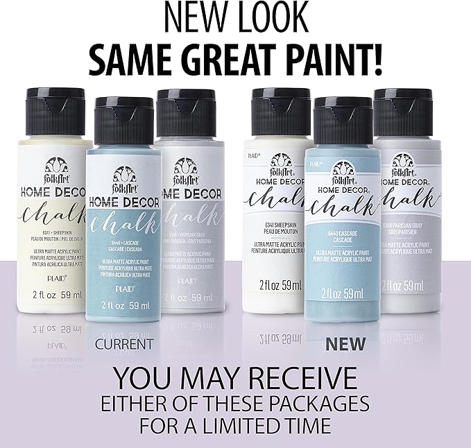 FolkArt Assorted Home Décor Acrylic Chalk Paint For Crafts, 2 fl oz Ultra Matte Acrylic Chalk Paint For Easy To Apply DIY Arts And Crafts, Art Supplies With An Ultra Matte Finish