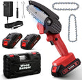 Wood Ranger Mini Chainsaw, Electric 4 inch MINI Chainsaw, Cordless Portable Electric Chain Saw for Yard, Home and Garden, Wood Cutting, Tree Trimming (2Battery&3Chain)
