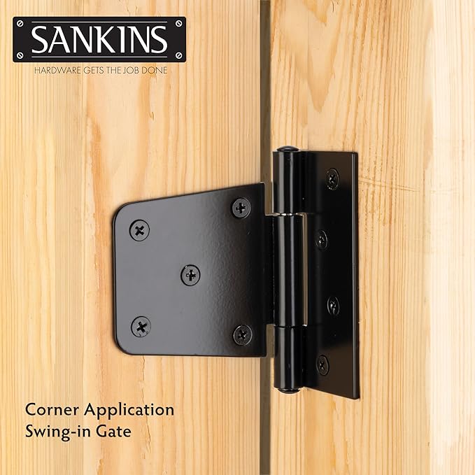 3-1/2" Heavy Duty Gate Hinges, Black Iron Door Hinges with Screws, Durable Gate Strap Hinges for Wooden Fences Gate Shed Barn Door, 6pcs