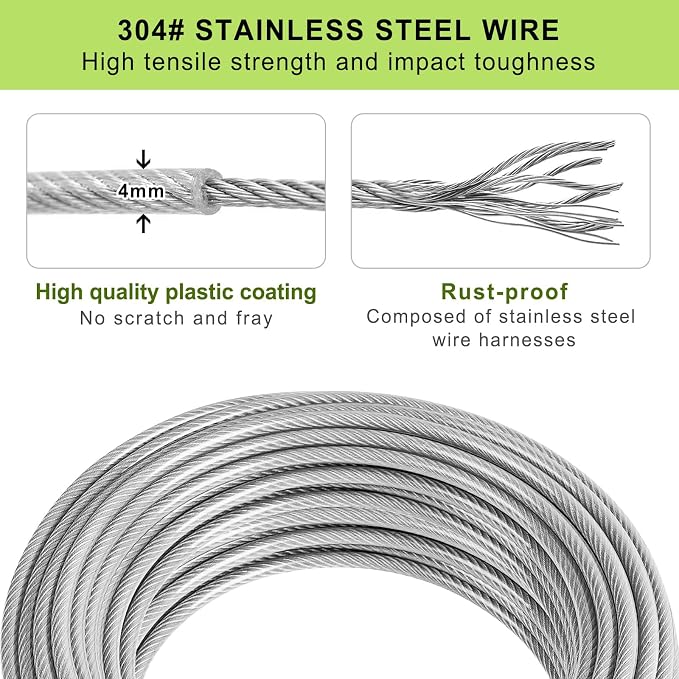 SELEWARE Dog Tie Out Cable and Stake, Dog Stake with 49FT Heavy Duty Cable | 15" Long Anti-Rust Heavy Duty Dog Stake for Large Dogs up to 220 lbs, Easy Install with Twist Rod for Yard, Camping Outside