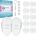 GMS Optical Screw-in Silicone Nose Pads for Glasses | 11mm Extra Small | Non Slip Nose Grips for Sunglasses, Eyeglass Accessories for Kids & Small Frames w/Screws & Screwdriver (10 Pairs, Clear)