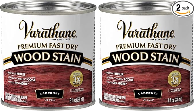 Varathane 262035 Premium Fast Dry Wood Stain, Half Pint, Cabernet, 8 Fl Oz (Pack of 2)