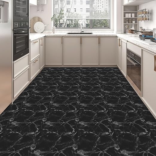 Art3d Peel and Stick Floor Tile, 30-Pack 12 x 12in. Covers 30 Sq.ft, Waterproof Vinyl Flooring Tiles Self Adhesive for Kitchen, Bathroom & Bedroom - Dark Marble