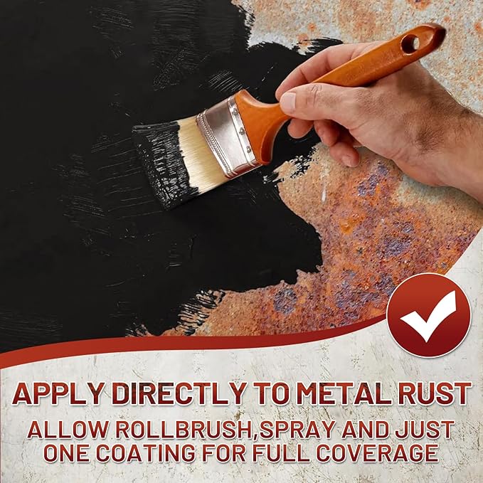 Rust-Stop and Corrosion Permanently Rust Preventive Coating Anti-Rust Automotive Rust Reformer for Metal & Seal, Rust Converter Non-Porous Protective Barrier gloss Black Metallic Paint 35 Fluid Ounces