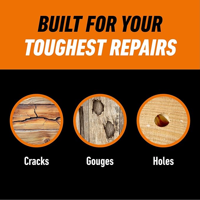 Gorilla All Purpose Wood Filler, Natural Color, 6 Ounce Tube (Pack of 1) - Water Resistant for Indoor or Outdoor Projects and Repairs