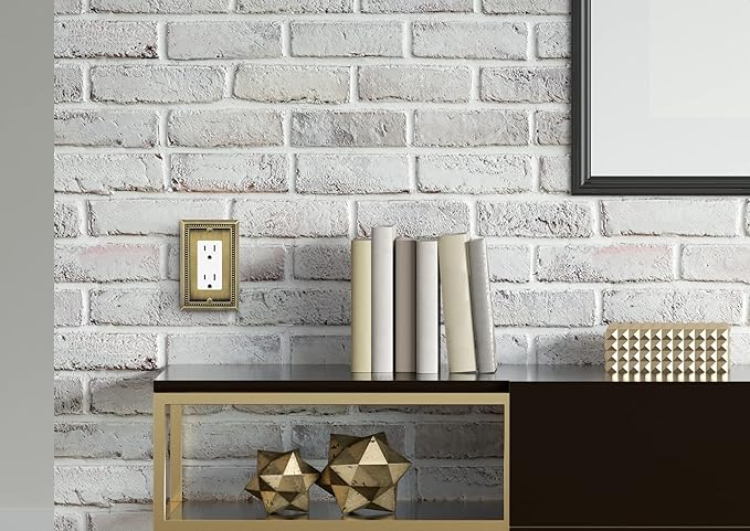 Henne Bery Sunken Pearls Heavy Duty Decorative Wall Plate Switch Plate Outlet Cover (Single Decorator, 2 Pack, Antique Brass)