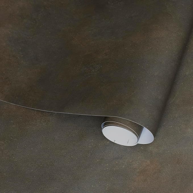 BOMENG Large Wide Concrete Wallpaper Peel and Stick 48"x197"Dark Grey Industrial Wallpaper Brown Tan Rusty Matte Black Cement Contact Paper with Air Guide Slot Wall Paper for Bathroom Bedroom Walls