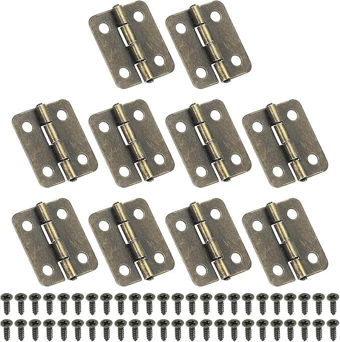 PATIKIL Small Butt Hinges 3/4 Inch, 10 Pack Mini Jewelry Box Hinge with Screw for Jewelry Wooden Boxes Cabinet Drawer Doors Gate, Brown