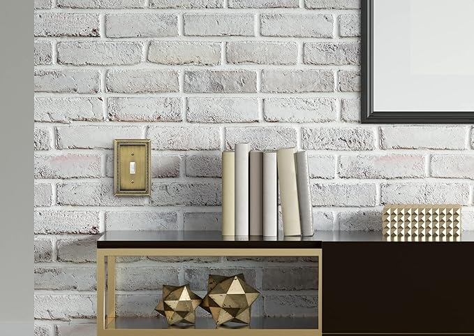 Henne Bery Sunken Pearls Heavy Duty Decorative Wall Plate Switch Plate Outlet Cover (Single Toggle, 3 Pack, Antique Brass)