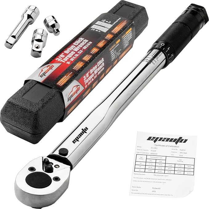 EPAuto 3/8-Inch Drive Click Torque Wrench 10-80 Ft-lb./ 13.6-108.5 Nm | 3/8-Inch Drive Click Torque Wrench 10-80 ft-lb. / 13.6-108.5 Nm 1.5" Wx1 Dx14.5 H