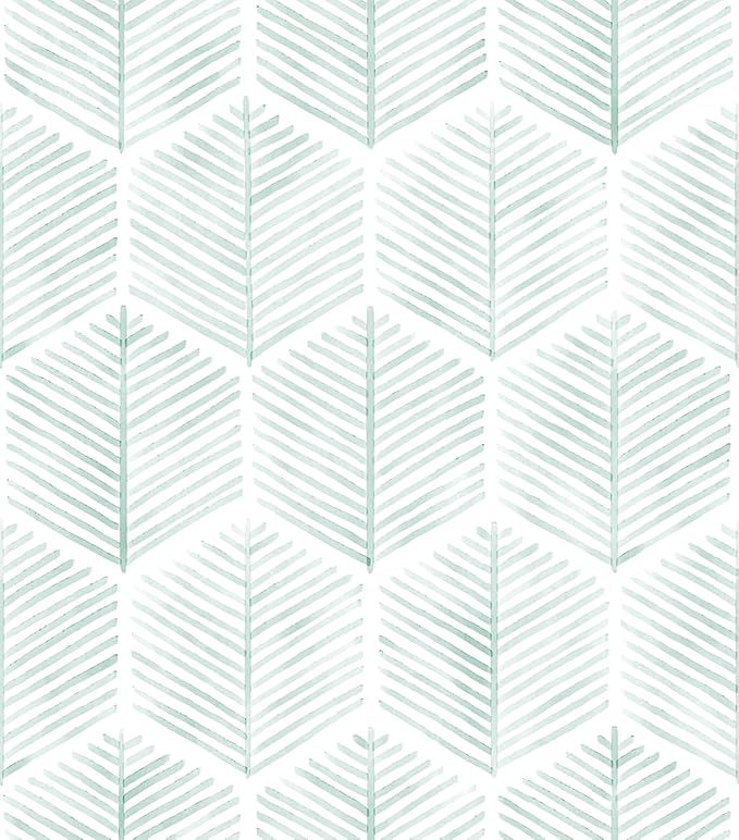 MelunMer Geometric Peel and Stick Wallpaper Boho Green White 17.3''×591'' | Modern Self Adhesive Removable Wallpaper for Bedroom/Bathroom Waterproof, Contact Paper for Cabinets, Drawers Easy to Install