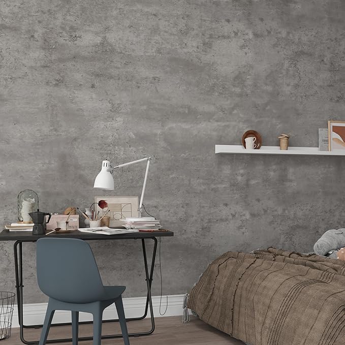 3yecao 48"×79" Long Wide Thick Grey Concrete Wallpaper Peel and Stick Waterproof Light Gray Concrete Contact Paper Vinyl Textured Matte Industrial Cement Wall Stickers for Countertops Kitchen Island