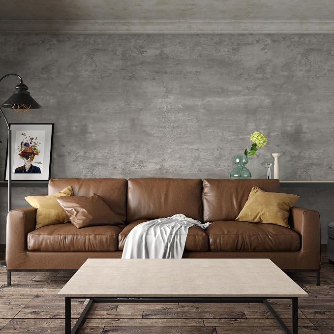 24"×354" 3D Wide Concrete Wallpaper Peel and Stick Light Grey Concrete Cement Contact Paper Vinyl Wrap Stained Matte Texture Self Adhesive Wall Sticker Paper for Countertops Bedroom Garage Coffee Room