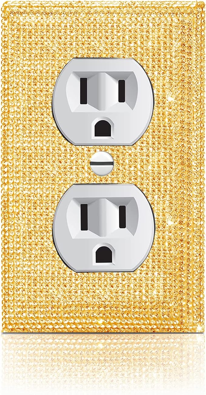 Shiny Golden Light Switch Cover Gold Rhinestones Wall Plates Light Switch Cover Plate Decorative Outlet Covers