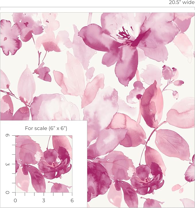 NextWall Watercolor Flower Peel and Stick Wallpaper (Pink)