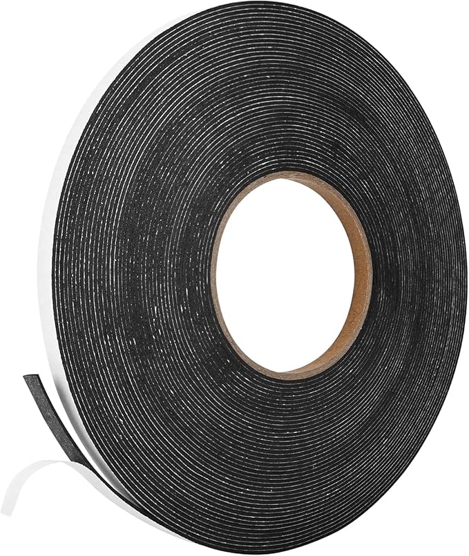 Kikerike Self Adhesive Foam Tape Weatherstrip 1/4In x 1/16In x 98.4Ft High Density Foam Insulation Strips Seal Weather Stripping with Strong Adhesive for Door and Window Sound Isolation Soundproofing