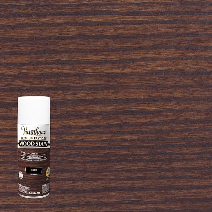 Varathane Premium Fast Dry Wood Stain Spray | 1 Hour Dry Time | 1 Coat Color | Interior Wood Stain | Furniture, Cabinets, Doors, Trim | 10.25 oz | 6 Pack | Kona