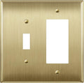 ENERLITES Combination Toggle Switch and Decorator Receptacle Metal Wall Plate, Stainless Steel 201 Outlet Cover, Corrosion-Resistant, Mid-Size 2-Gang 4.88" x 4.92", 771131M-BB, Brushed Brass