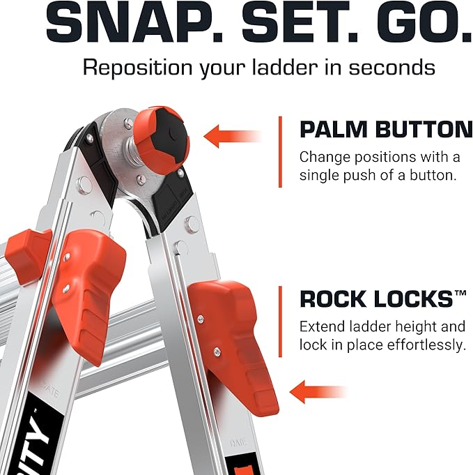 Little Giant Ladder Systems Velocity with Wheels, M17, 17 Ft, Multi-Position Ladder, Aluminum, Type 1A, 300 lbs Weight Rating, (15417-001)