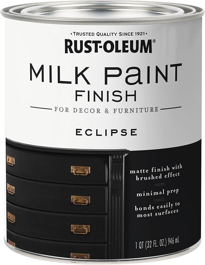 Rust-Oleum Eclipse Milk Paint Finish | Decor and Furniture Applications | Matte Finish Brushed Effect | Minimal Prep Needed | No Primers Required | Easy Clean Up | Quart
