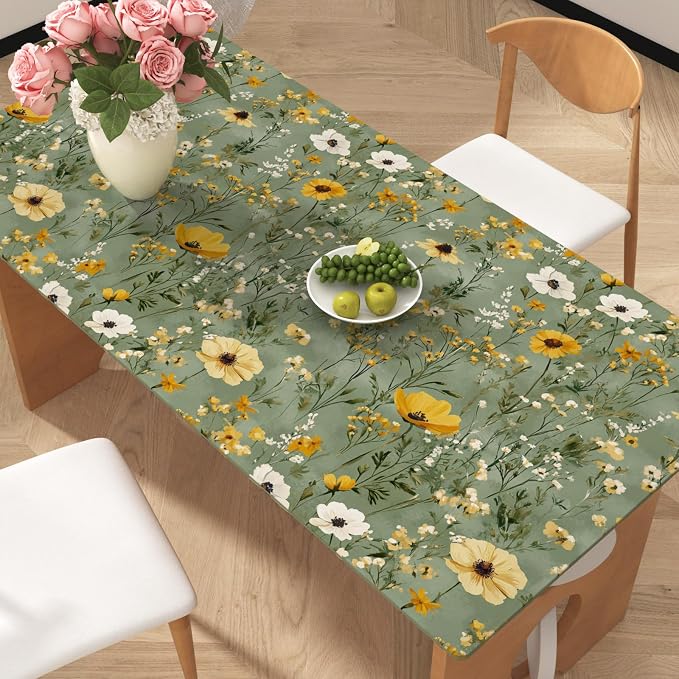 Vintage Green Yellow Daisy Floral Botanical Wallpaper 17.5"x393" | Self Adhesive/Removable/Waterproof/Thick Vinyl Contact Paper for Bathroom Bedroom Shelf Cabinet Drawer,Prepasted,Easy Peel