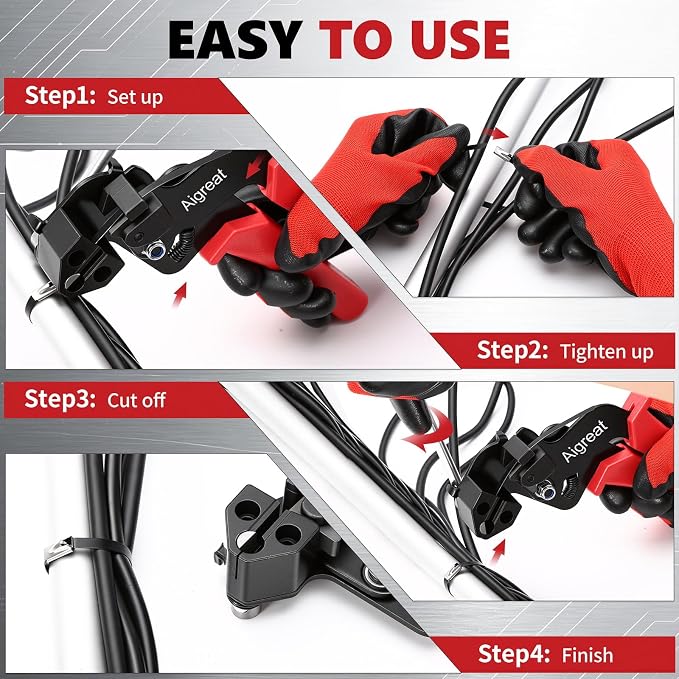 Stainless Steel Zip Ties Kit with 150 Metal Cable Ties & Metal Cable Tie Wrap Gun, Heavy Duty Outdoor Fastening Tool for Exhaust Pipe, Chain Link Fence, Auto Repair, Industrial Cable Binding