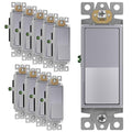 ENERLITES Elite Series Decorator Rocker Light Switch, 15A 120V/277V, Gloss Finish, Single Pole, 3 Wire, Grounding Screw, Residential Grade, UL Listed, 91150-SV, Silver Color (10 Pack)