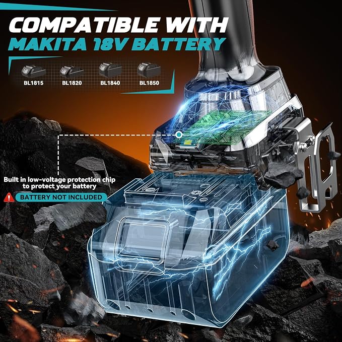 DIYtoolifz Cordless Impact Wrench 1/2 inch for Makita 18V Battery, 1000Ft-lbs Brushless Electric Power Impact Driver Gun Tool, 2100RPM High Torque Impact Wrench with LED Work Light (Tool Only)