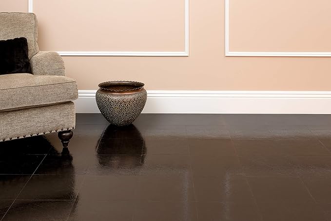 Nexus Self Adhesive 12-Inch Vinyl Floor Tiles, 20 Tiles - 12" x 12", Black Pattern - Peel & Stick, DIY Flooring for Kitchen, Dining Room, Bedrooms & Bathrooms by Achim Home Decor