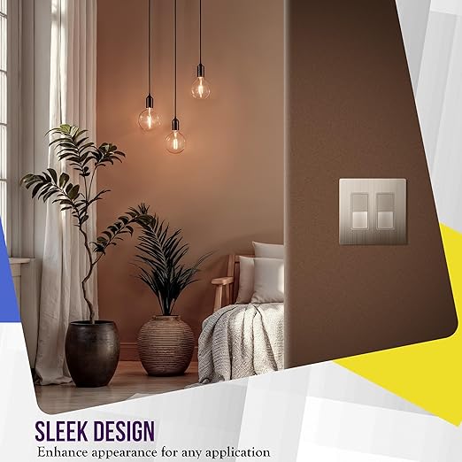 ENERLITES Elite Series Decorator Light Switch with Brushed Screwless Wall Plate, Single Pole, 3 Wire, Grounding Screw, Residential Grade, 15A 120V, UL Listed, 91150-NKWBP, Brushed Nickel