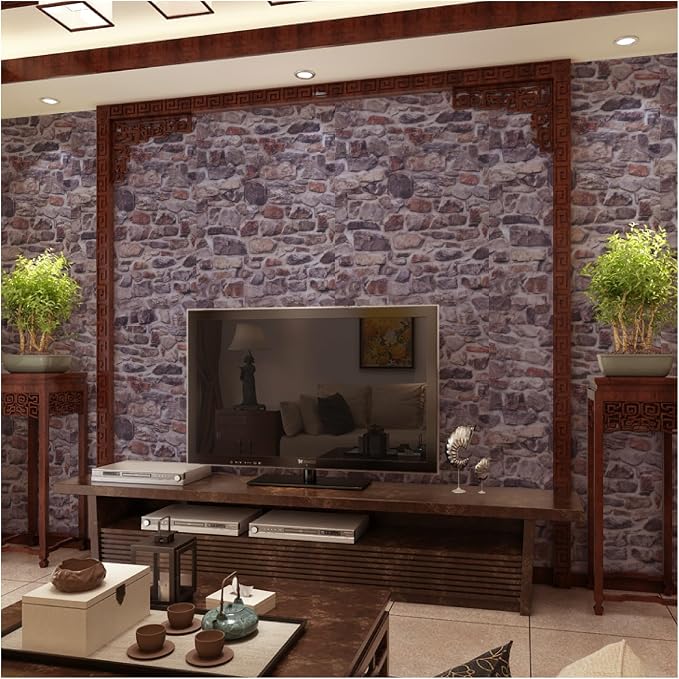 Red Brick Wallpaper Peel and Stick Realistic Distressed Textured Rock Stone Waterproof Self Adhesive Contact Paper Vintage Removable Vinyl Wall Paper Faux Brick Look Wall Covering 23.6" X 118"
