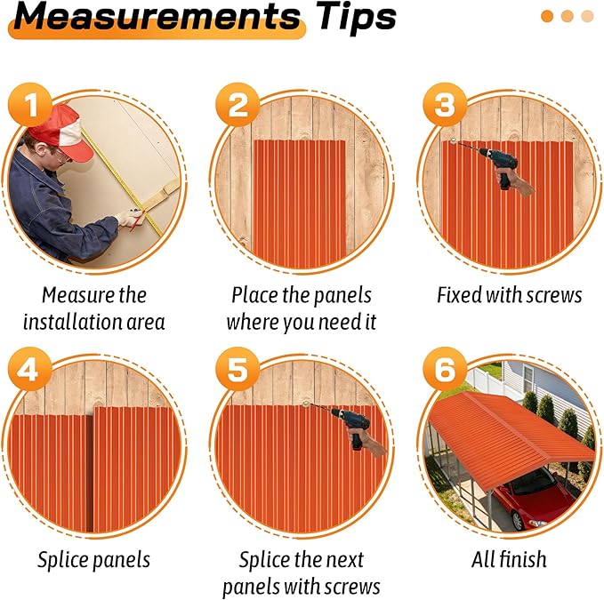 Resin Roof Panels 25Pcs 60.2×20.67 Inches with Screws, Corrugated PVC Roofing Panels, Waterproof Wall Panel Siding Panels Sheets for Garages, Sheds, Chicken Coop, Stables and Mobile Homes, Orange