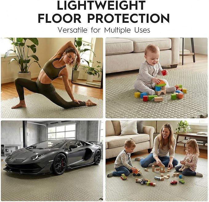 18 Tiles Puzzle Exercise Mat, EVA Interlocking Foam Floor Tiles, Non-Slip, Protective, Water-Resistant Flooring for Home Gym & Workout Equipment, 12.6" x 12.6" x 0.4", 18 Sq Ft