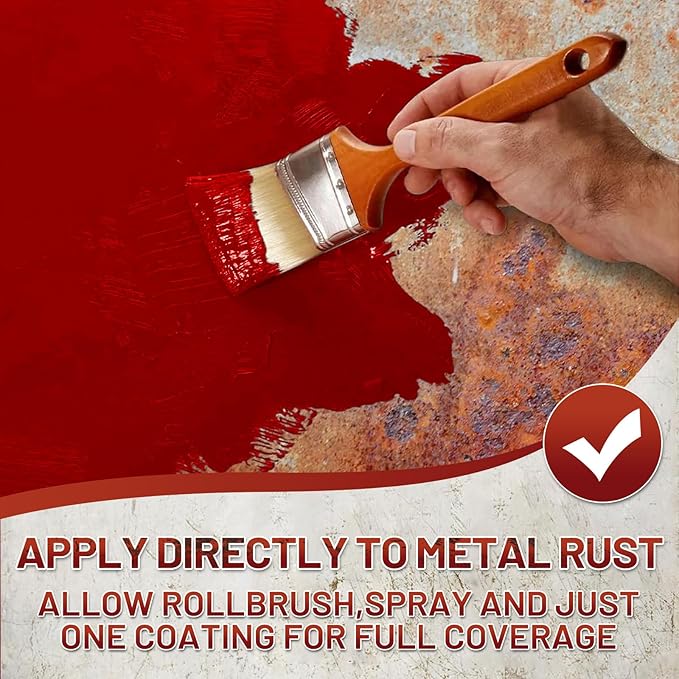 Rust Control Paint Red Anti Rust Permanently Preventive Coating Epoxy Metal Primer 35 Oz High Gloss Red Paint for Metal Automotive Car Heat Resistance Fast Dry UV Resistant