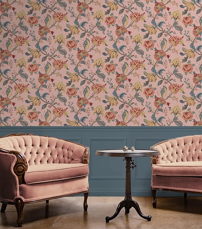 NextWall Kianna Jacobean Floral Peel and Stick Wallpaper (Blush)