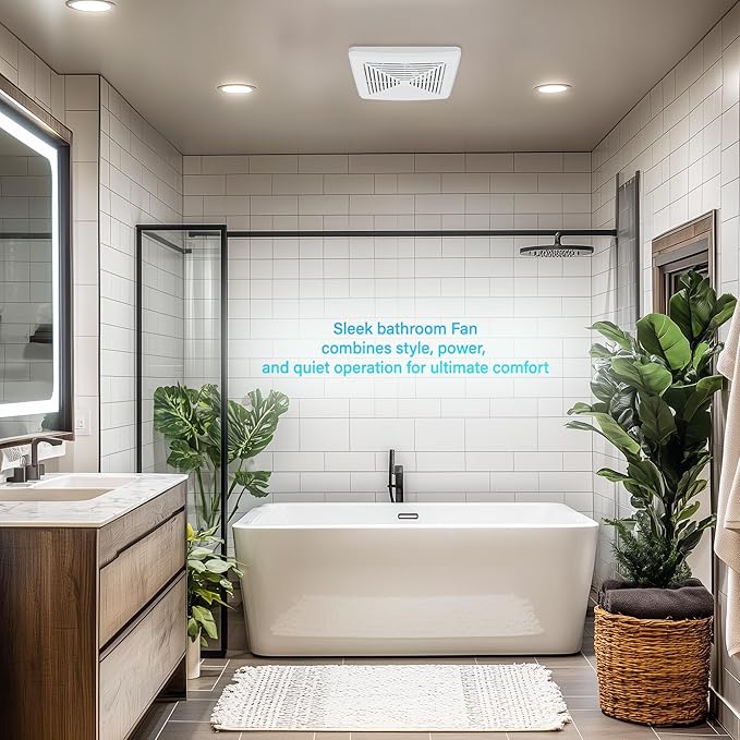 50CFM Bathroom Exhaust Fan: Retrofit Ceiling Bath Vent Fan with Grille, Wall Mount Ventilation Fan for New Building Multi Family, Condo, Apartment and Hotel, ETL, White, 1 Pack