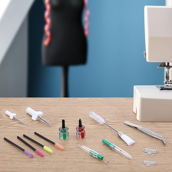 Ceoighe 14 Pieces Sewing Machine Cleaning Kit, Sewing Machine Repair Tools Include Tweezers, Double Headed Brush, Screwdriver, Seam Rippers, Silicone Brush for Repair and Cleaning Machine Sewing