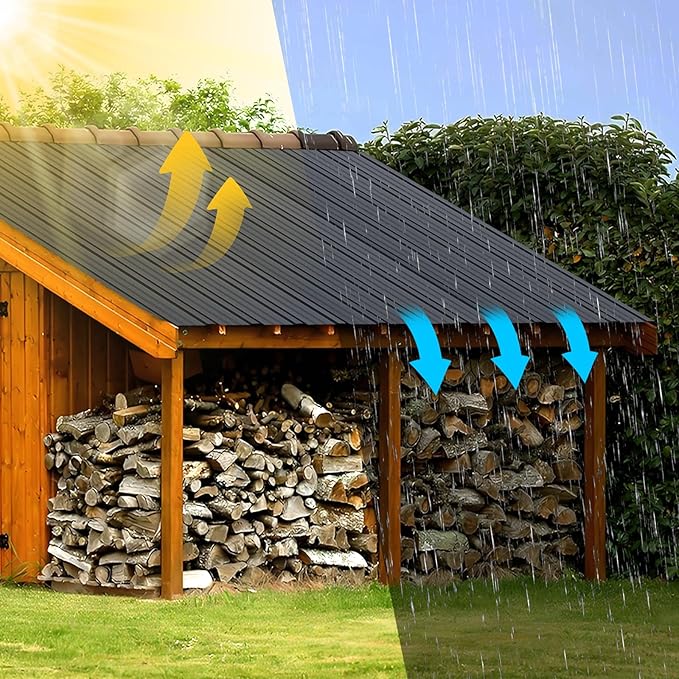 Metal Roofing Panels - 20 Pcs Waterproof Heavy Duty Metal Roof Panels Galvanized Steel Corrugated Tin Roof Panel for Carports Tool Sheds Patio Porch Pergola, Easy to Install Grey, 42.52x17.7in
