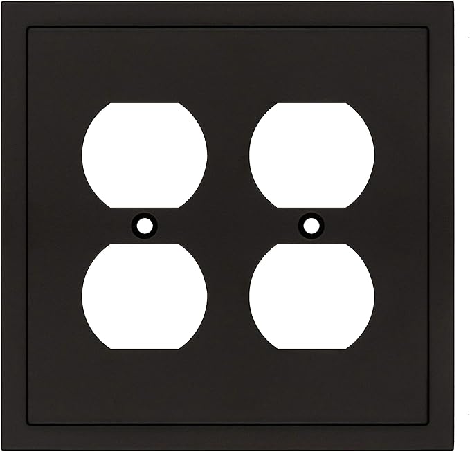 Henne Bery Modern Edge Decorative Wall Plate Switch Plate Outlet Cover, Durable Solid Zinc Alloy (Double Duplex, Matte Black)