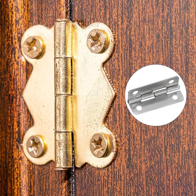 MECCANIXITY Small Butt Hinges 1-1/2 Inch Mini Jewelry Box Hinge with Screw for Jewelry Wooden Boxes Cabinet Drawer Doors Gate (Silver Tone, Pack of 12)