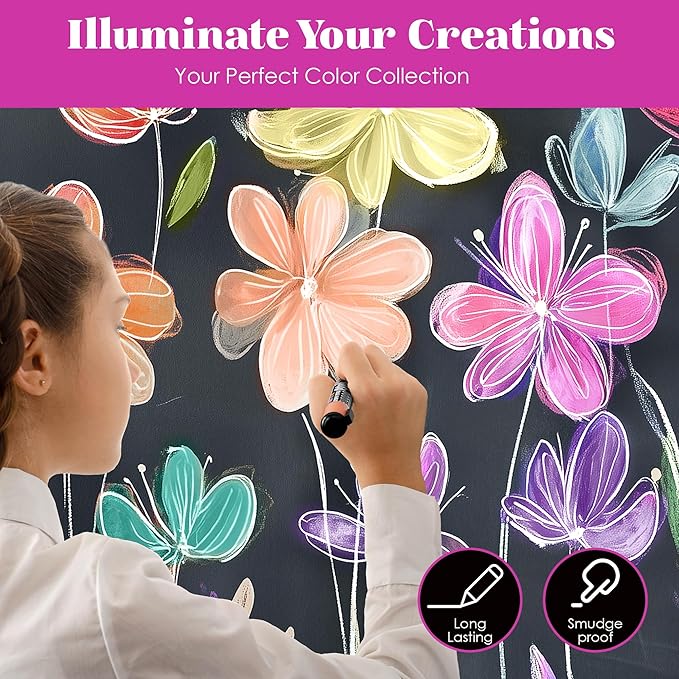 Loddie Doddie Liquid Chalk Markers - Pack of 8 Macaron Pastel 6mm Tip - Dual Tip Fine & Bold Lines with Chalkboard Markers & Chalk Pens - Erasable Liquid Ink on Chalkboard Calendar & Blackboard