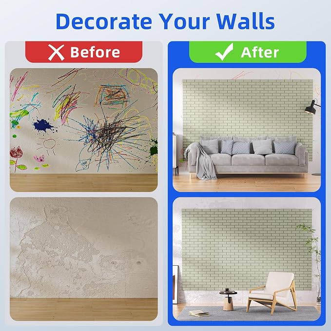 12 Pack Acoustic Panels with Self Adhesive Sound Proof Foam Panels for Wall | 12" X 12" X 0.4" High Density Soundproof Wall Panels, Brick Sound Absorbing Panels for Home Studio Office Decor - Sage