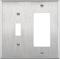 ENERLITES Combination Toggle Light Switch or Decorator Switch Metal Wall Plate, Corrosive Resistant, Size 2-Gang 4.50" x 4.57", 771131, 430 Stainless Steel, UL Listed, Silver