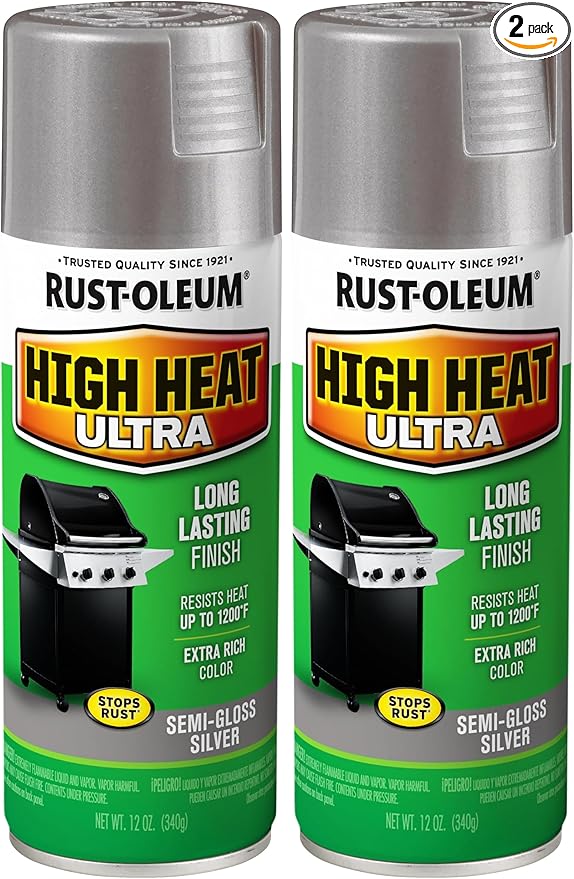 Rust-Oleum 270201 Specialty Silver High Heat Ultra Spray Paint, 12-Ounce (Pack of 2)