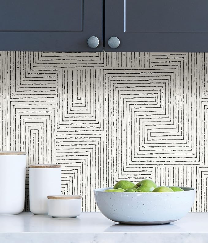 NuWallpaper x Scott Living Black Ink Peel and Stick Wallpaper, Removable Wallpaper, 20.5 in x 18 ft
