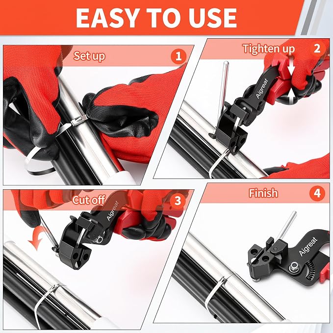 Metal Zip Ties Gun Kit, Stainless Steel Tie Wrap Gun with 300 Metal Cable Ties & Industrial Scissors, Self-Locking Metal Wire Ties for Chainlink Fence Electrical Cable Fastening and Cutting